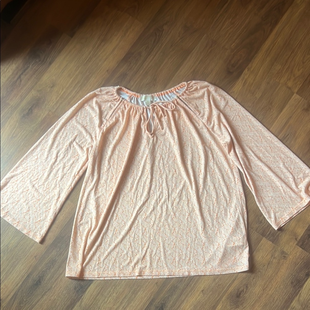 Michael Kors XL - Orange Peach Paisley Blouse - Relaxed Boxy Fit - Picture 3 of 14